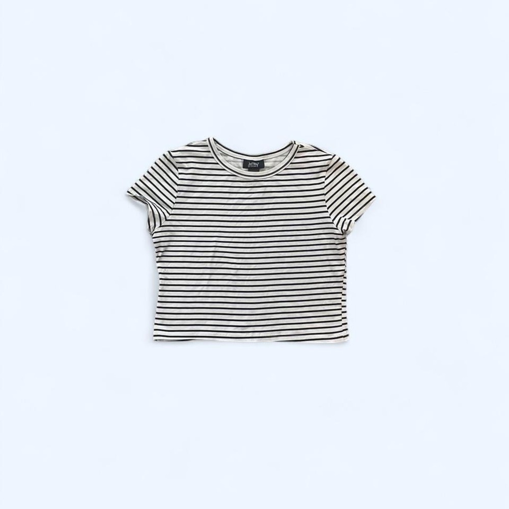 Striped white black crop top size XL by‎ Just Polly
